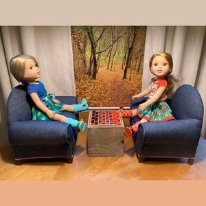 Pair of 1/3 scale upholstered  chairs